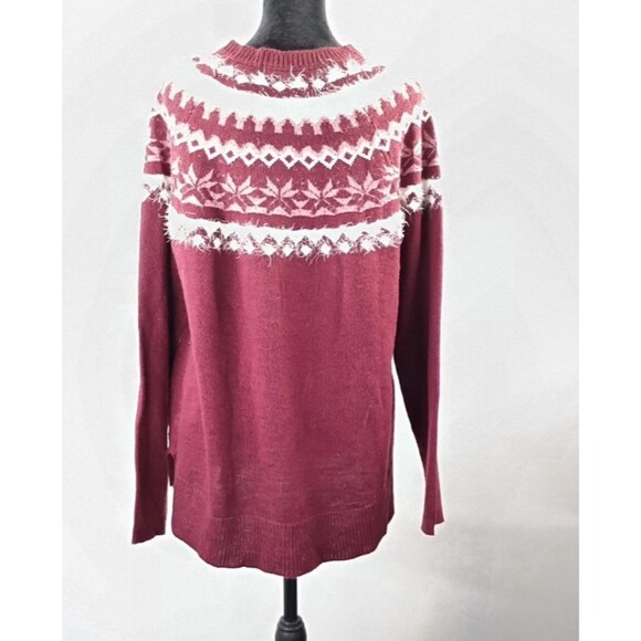 Eddie Bauer Sweater Size M Burgundy Maroon Pullover Crewneck Preppy Academia - Picture 11 of 15